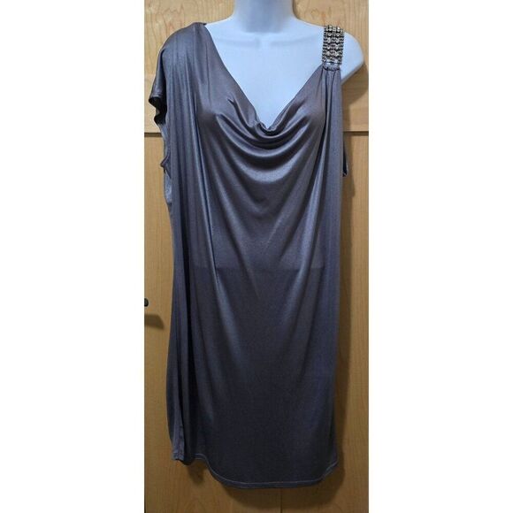 VTG Taboo One-Shoulder Rhinestone Embellished Dress 1X whimsigoth  Made in USA - Picture 1 of 8